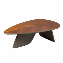 OJA - Table Basse Plateau Plaquage Noyer Pieds Laqué Kaki Mat