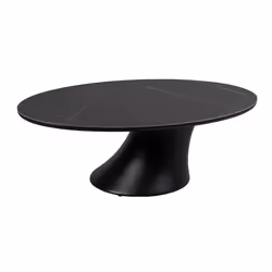 MAALA - Table Basse Noire Plateau Céramique Marbré Pied en ABS
