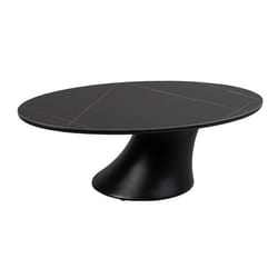 MAALA - Table Basse Noire Plateau Céramique Marbré Pied en ABS
