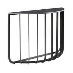 KLODIE - Console Demi-Lune Plateau Céramique Marbré Cadre Métal Gris Anthracite