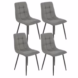 ERNEST - Lot de 4 Chaises Tissu Gris Pieds Métal Gris Anthracite