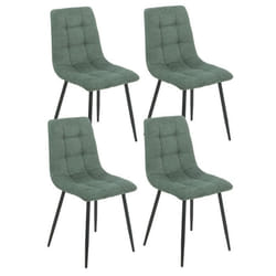 ERNEST - Lot de 4 Chaises Tissu Vert Pieds Métal Gris Anthracite