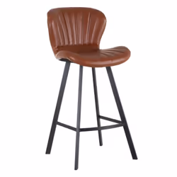 Thelma - Lot de 2 Tabourets de Bar Simili Camel - Marron clair