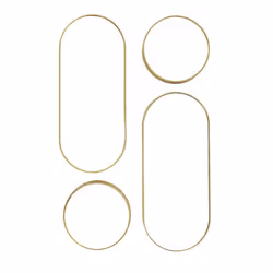 Lot de 4 Miroirs Muraux Décoratifs Rond et Ovale Versa Doré