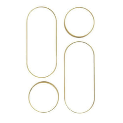 Lot de 4 Miroirs Muraux Décoratifs Rond et Ovale Versa Doré