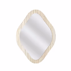 Miroir Déco Losange 34 cm avec Contour en Bois