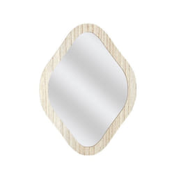 Miroir Déco Losange 34 cm avec Contour en Bois