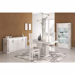 Séjour Complet Table Repas + Buffet + Vitrine 2 Portes Eclairage Led intégré de la gamme Eros. Faites le choix du style moder ...