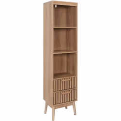 Rangement Colonne 3 Etagères 2 Tiroirs Effet Bois avec Tasseaux de la gamme Pajan. La tendance du moment : un style appaisant ...