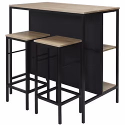MAXIMO - Table Ilot avec Tabourets en MDF et Pieds Métal Noir