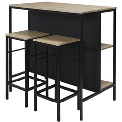 MAXIMO - Table Ilot avec Tabourets en MDF et Pieds Métal Noir