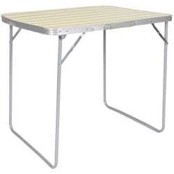 CAMPANI - Table Pliante de Plein Air Décor Rayures Jaunes et Blanches