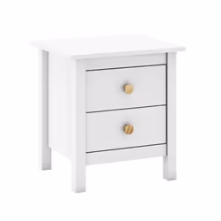 DAVA - Chevet  2 Tiroirs en Pin Massif Blanc