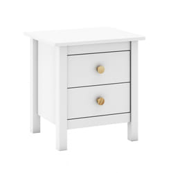 DAVA - Chevet  2 Tiroirs en Pin Massif Blanc