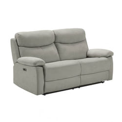 TARIFA - Canapé 3 Places Relax Electrique Gris Clair Tissu Waterproof