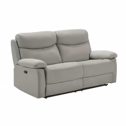 TARIFA - Canapé 3 Places Relax Manuel Gris Clair Tissu Waterproof