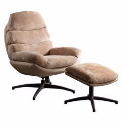 VIGO - Fauteuil Pivotant avec Repose Pieds Bi-Matière Saumon