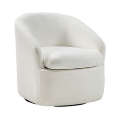 MAGDALENA - Fauteuil Pivotant Tissu Bouclette Blanc