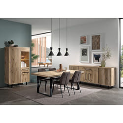 ROMY - ROMY - Séjour Complet avec Table 230cm Aspect Bois Finition Canyon Oak