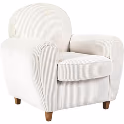 GANDY - Fauteuil Club Tissu Velours Côtelé Beige