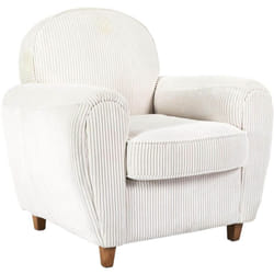 GANDY - Fauteuil Club Tissu Velours Côtelé Beige