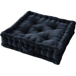 HARRIS - Coussin de Sol 50x50cm Velours de Coton Capitonné Coloris Bleu nuit