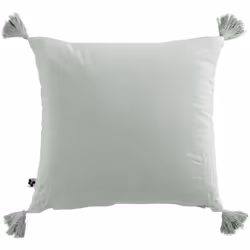 Coussin Déhoussable 40x40cm avec Pompons Gaze de Coton Eucalyptus de la gamme Ourea. Pour décorer vos fauteuils, canapés, ou  ...