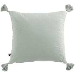 Altobuy - ourea - Coussin Déhoussable 40x40cm avec Pompons Gaze de Coton Eucalyptus