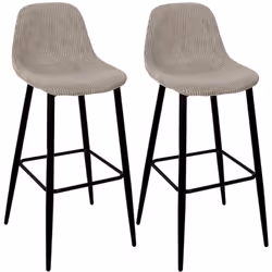 AMORY - Lot de 2 tabourets de bar en velours côtelé coloris taupe