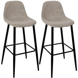 AMORY - Lot de 2 tabourets de bar en velours côtelé coloris taupe
