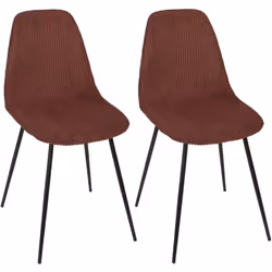 AMORY - Lot de 2 chaises en velours côtelé coloris terracotta