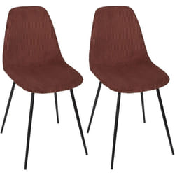 AMORY - Lot de 2 chaises en velours côtelé coloris terracotta