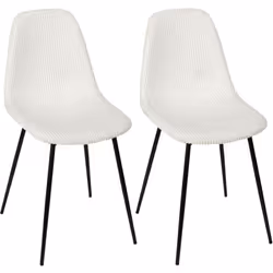 AMORY - Lot de 2 chaises en velours côtelé coloris crème