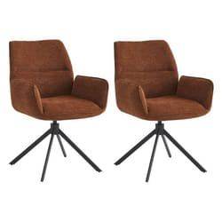 CARLOTTA - Lot de 2 Fauteuils de table Pivotants Tissu Coloris Terracotta