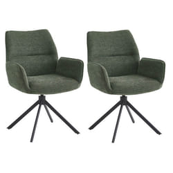 CARLOTTA - Lot de 2 Fauteuils de table Pivotants Tissu Coloris Vert