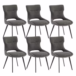 AMANDA - Lot de 6 Chaises Tissu Coloris Gris Anthracite