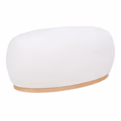 ROVIK - Pouf Ovale en Tissu Bouclé Blanc Socle en MDF