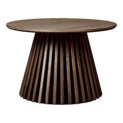 DUBLIN - Table basse Ronde Pied Central Relief MDF Placage Chêne fumé