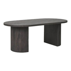 ANKARA - Table basse Ovale Pieds Relief MDF Effet bois foncé