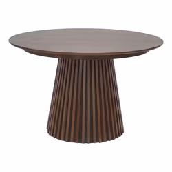 DUBLIN - Table Extensible Ronde Pied Central Relief MDF Placage Chêne fumé