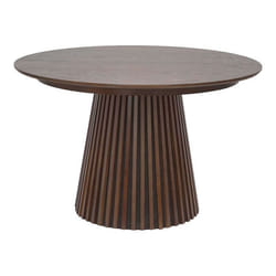 DUBLIN - Table Extensible Ronde Pied Central Relief MDF Placage Chêne fumé