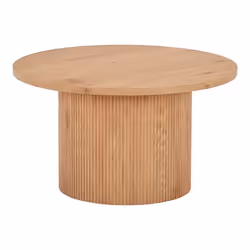 ANKARA - Table basse Ronde 80cm Pieds Relief MDF Effet bois naturel