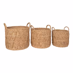 LAURETTE - Lot de 3 Cache-Pots en Fibre Naturelle Tressée avec Anses - Vue supplémentaire 2