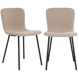 LASLO - Lot de 2 Chaises Tissu Bouclé Beige Pieds Métal Noir