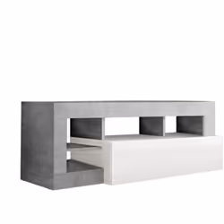Meuble TV 1 Abattant Blanc Laqué Encadrement Niches Aspect Cimento de la gamme Arturo. Un meuble TV design alliant parfaiteme ...