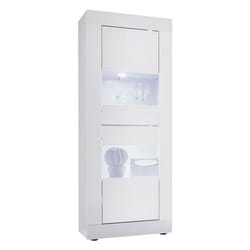 OTELLO - Vitrine 2 Portes Finition Blanc Laqué Weiss avec Leds