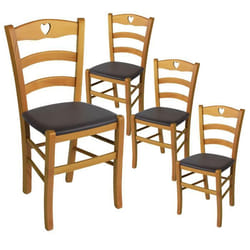 NAPLES - Lot de 4 Chaises Teinté Chêne  et Assises en PVC Moka