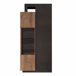 LIBERTA NOIR - Vitrine 2 portes Aspect Pierre Noire et Bois Finition Mercure