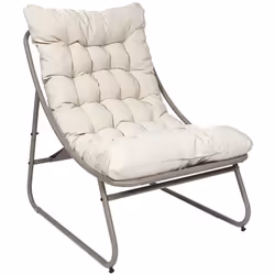 DOLCI - Fauteuil de Jardin en Métal et Textilène Beige avec Coussin