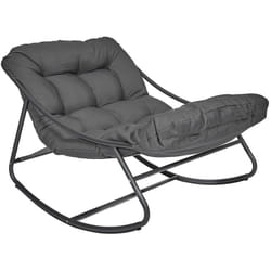 SABHA - Fauteuil à Bascule en Métal et Textilène Gris avec Coussin Gris
